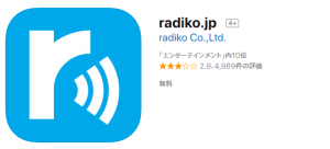 ラジオアプリ「radiko.jp」